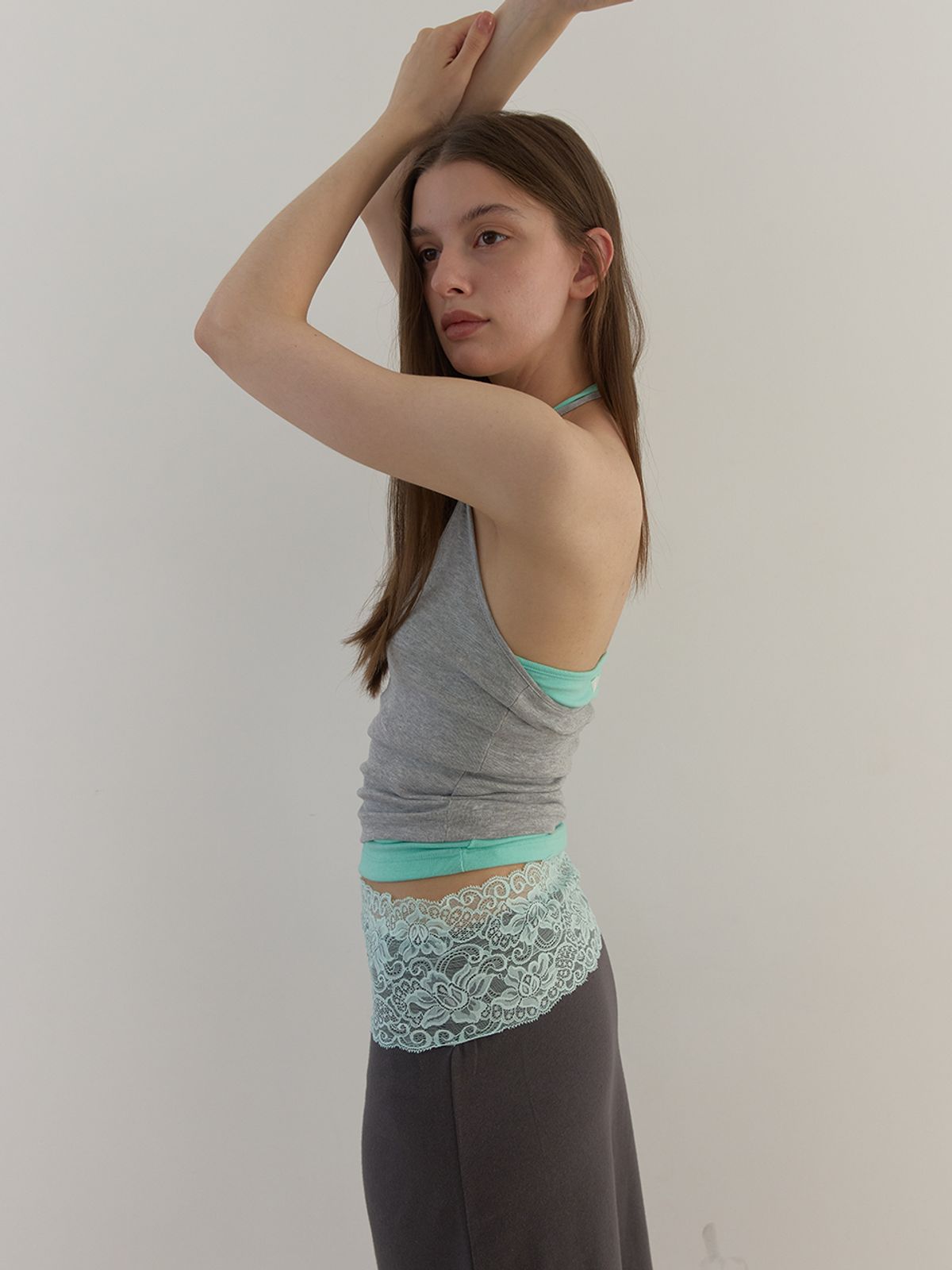 아수라(ASURA) LACE WAIST SKIRT (CHARCOAL)