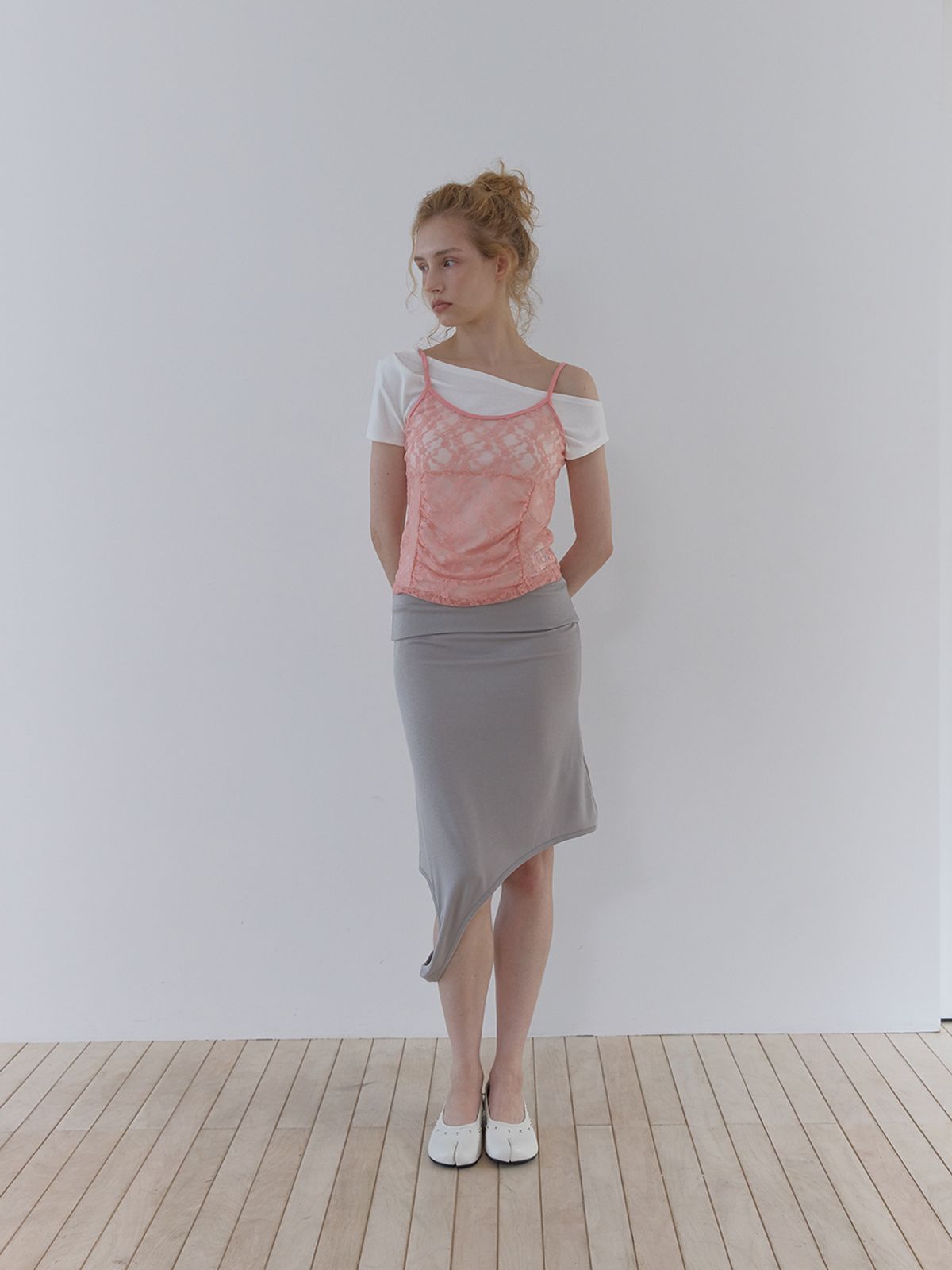 아수라(ASURA) RUCHED LACE SLEEVELESS (PINK)
