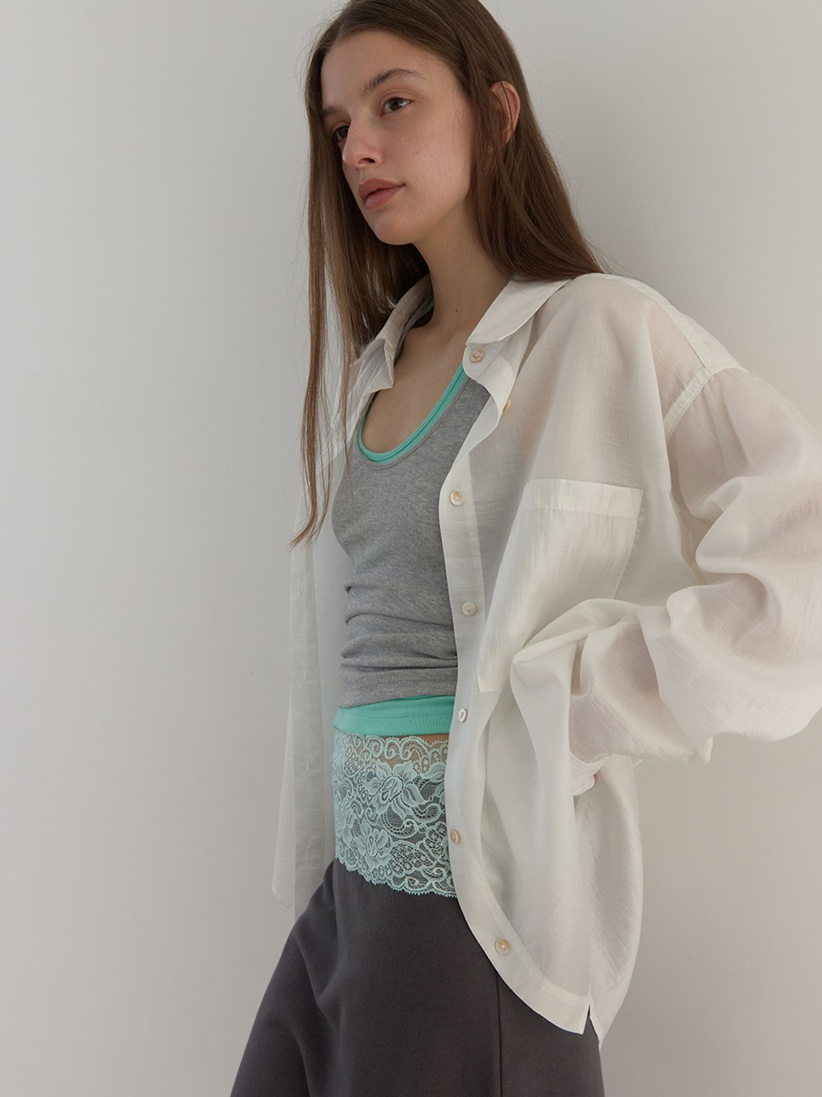 아수라(ASURA) SHEER TENCEL SHIRT (WHITE)