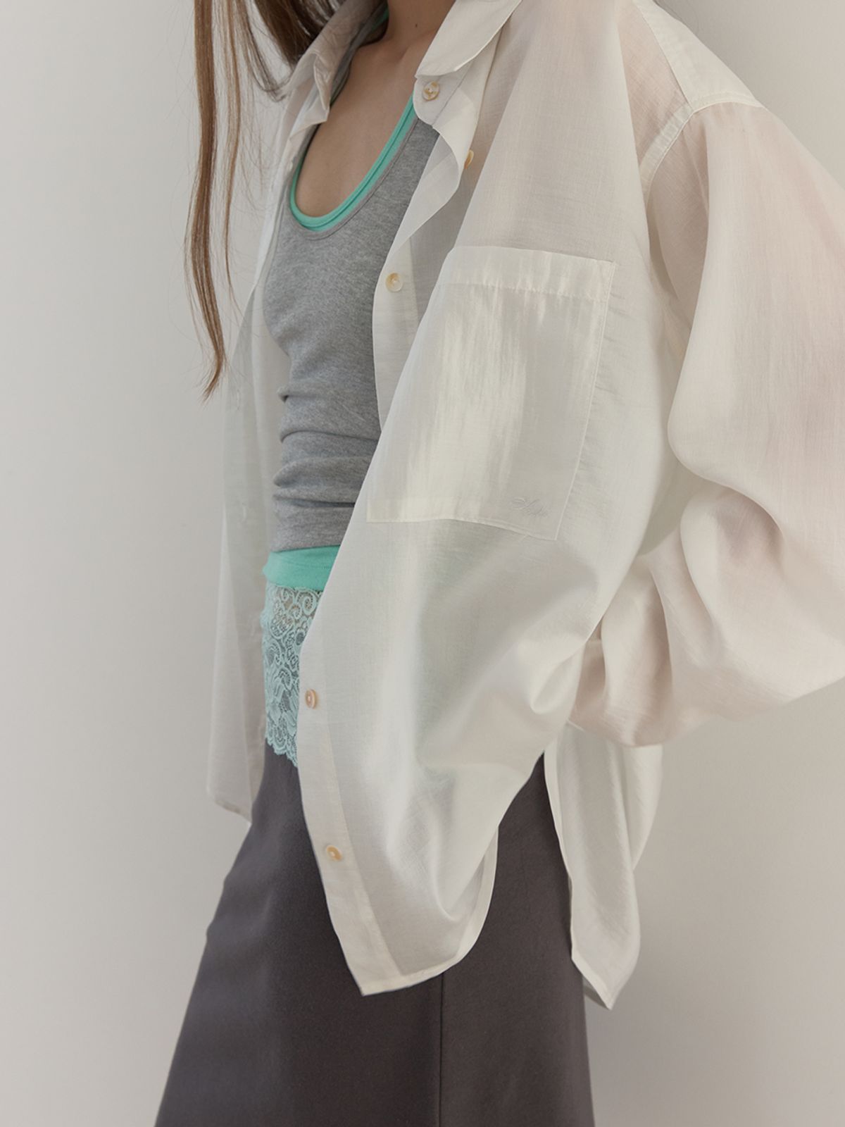 아수라(ASURA) SHEER TENCEL SHIRT (WHITE)