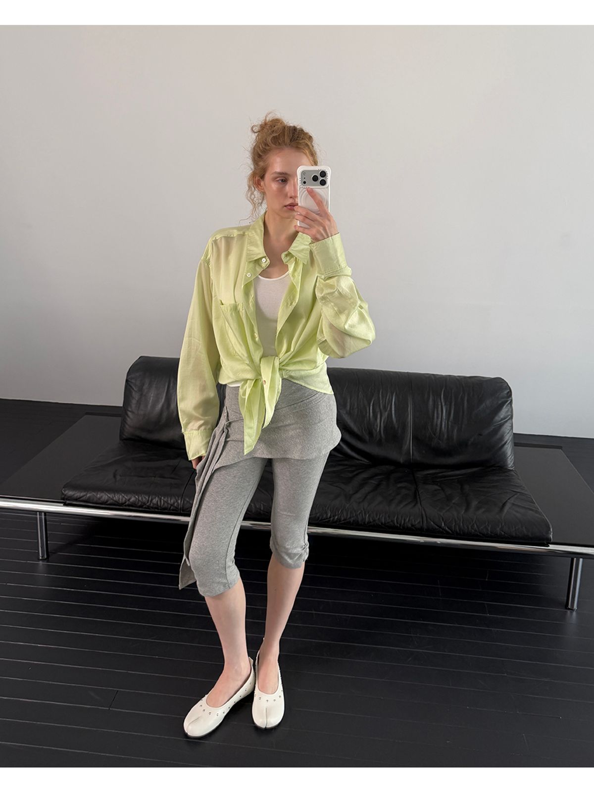 아수라(ASURA) SHEER TENCEL SHIRT (LIME)