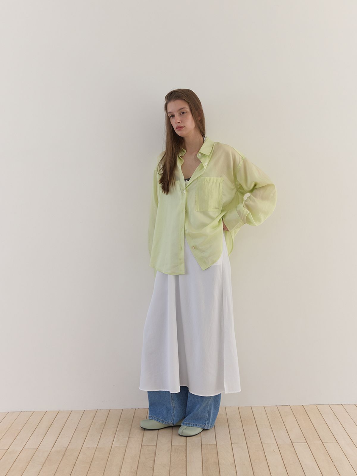 아수라(ASURA) SHEER TENCEL SHIRT (LIME)