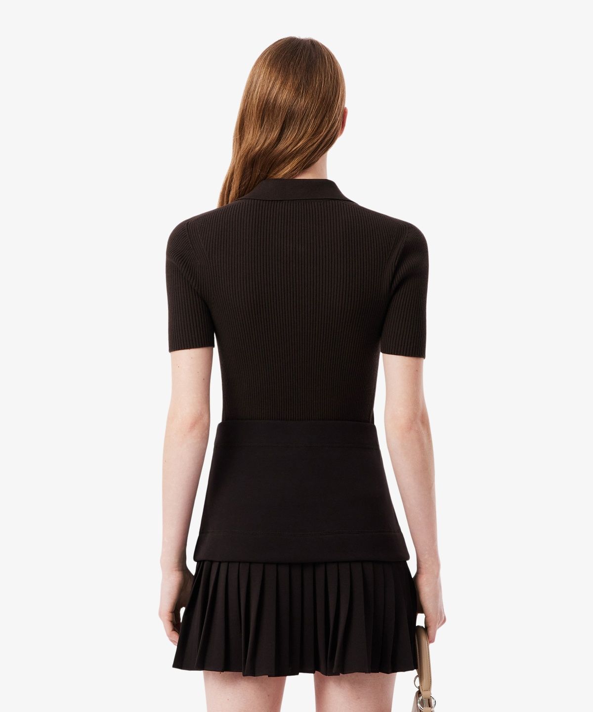 라코스테(LACOSTE) 여성 3D 립조직 오픈카라 스웨터 AF9874-56G 3LA