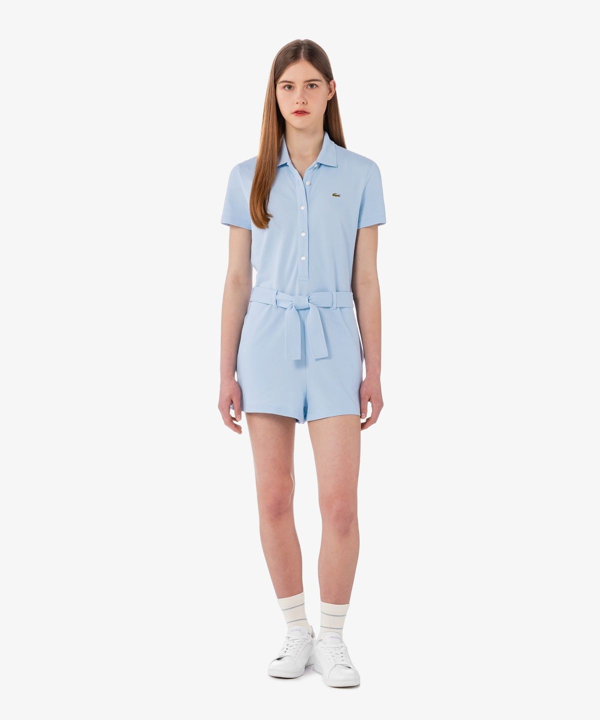 라코스테(LACOSTE) 여성 미니 피케 반팔 점프수트 EF1823-56G HBA