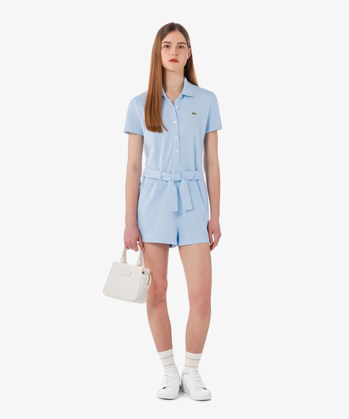 라코스테(LACOSTE) 여성 미니 피케 반팔 점프수트 EF1823-56G HBA