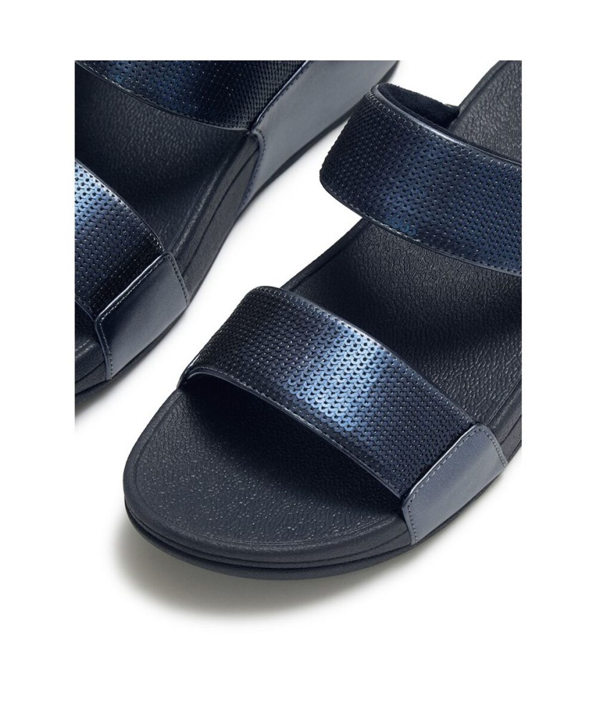 핏플랍(FITFLOP) 여성 루루 시퀸 슬라이드  메탈릭 코스믹 블루 (FT61K2D04R)