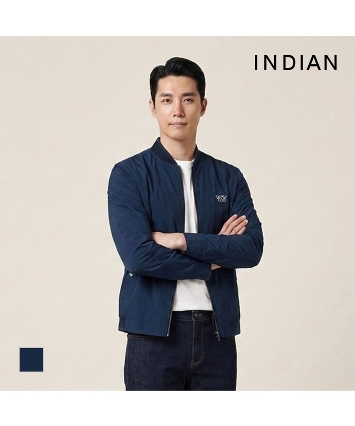 인디안(INDIAN) 니트배색 점퍼_MIGCLYM3421