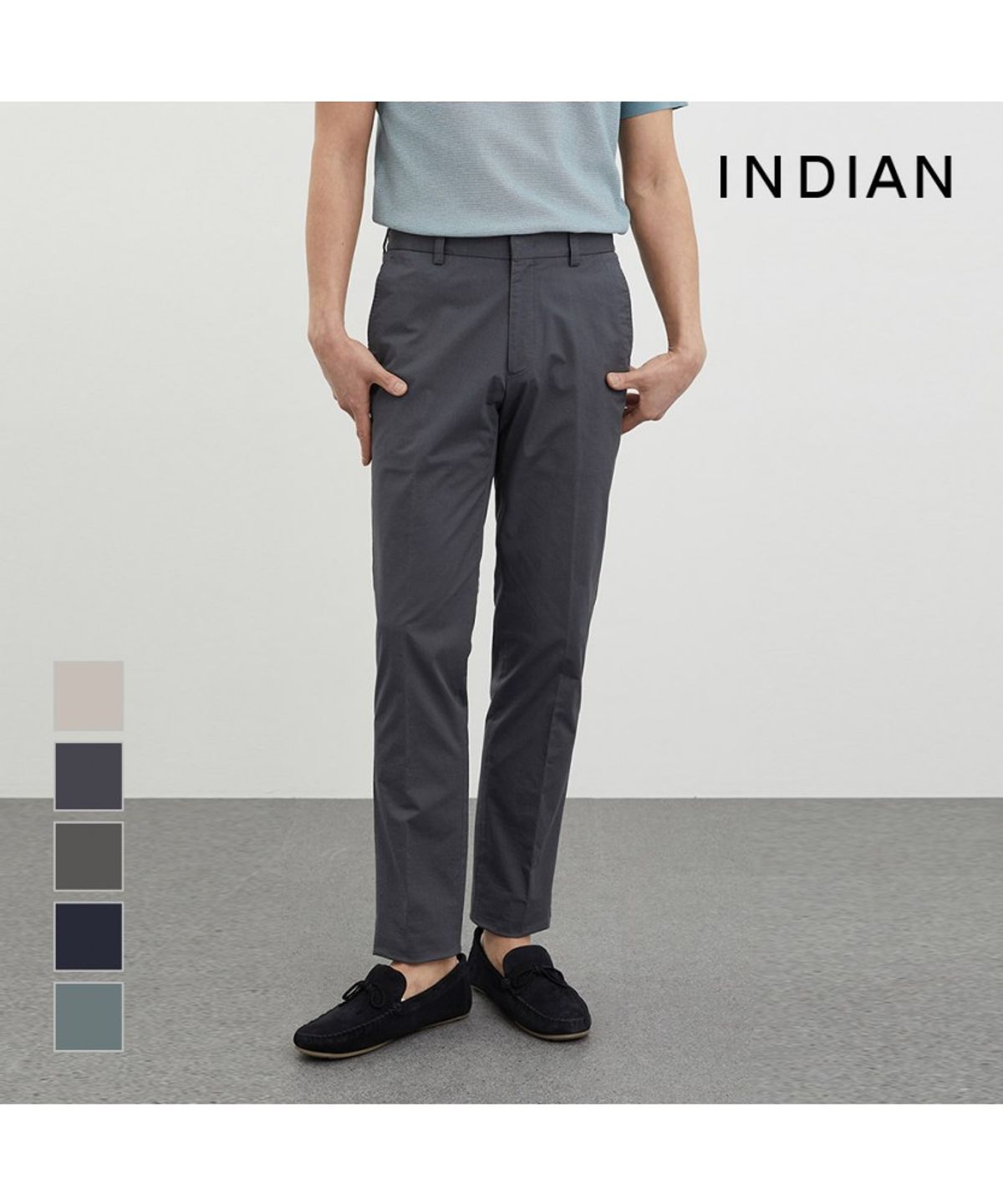 인디안(INDIAN) 여름 슬림 밴딩 면바지_MIVDL4M2461