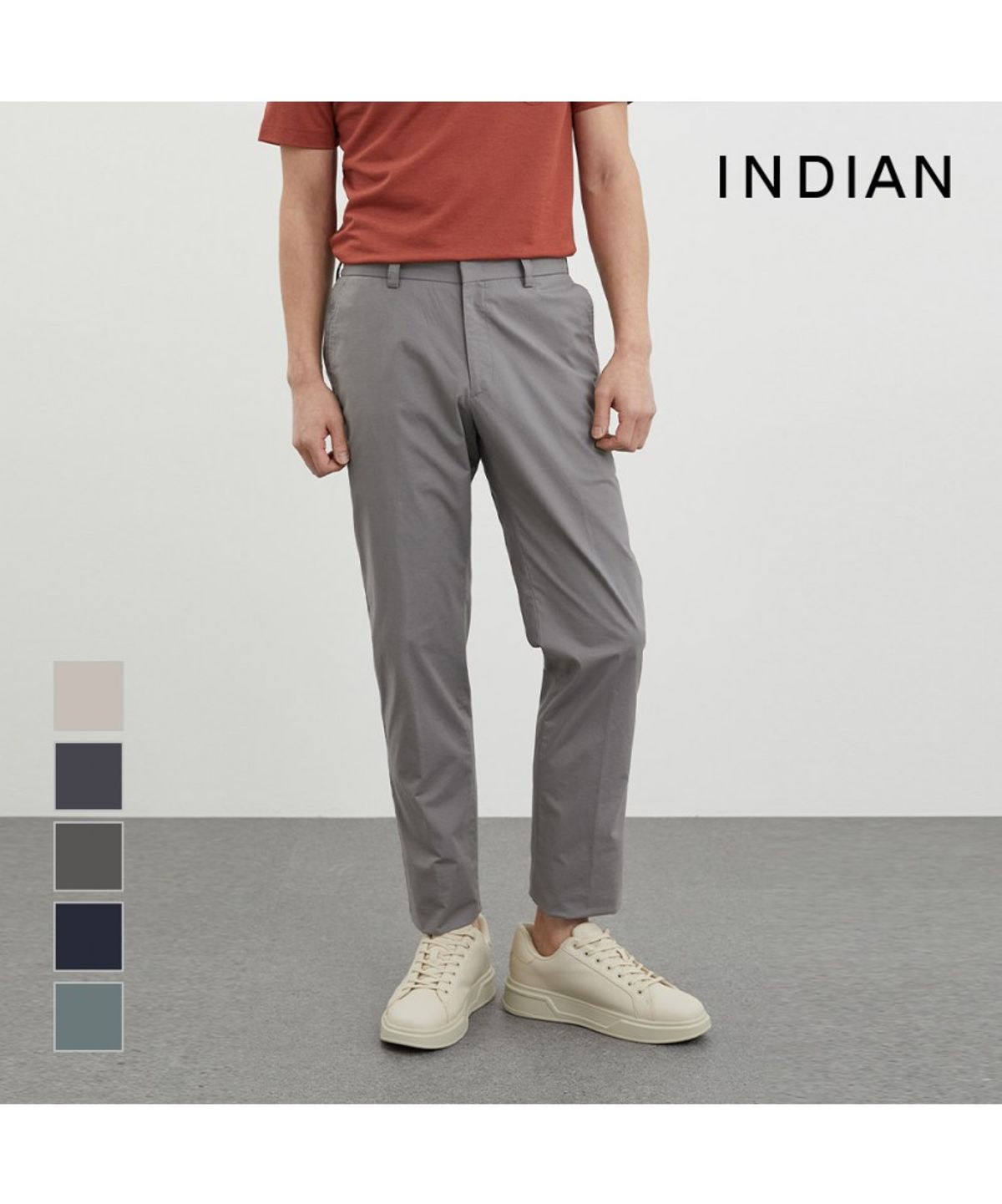 인디안(INDIAN) 여름 슬림 밴딩 면바지_MIVDL4M2461