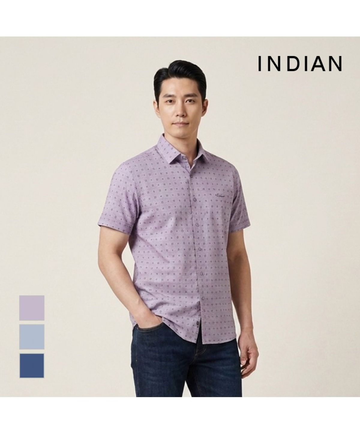 인디안(INDIAN) 올오버 프린트 셔츠_MITNS4M2421