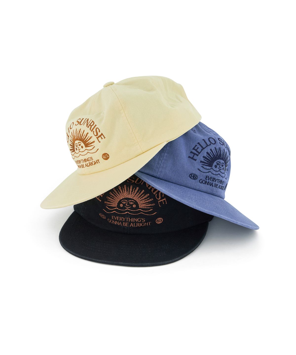 헬로 선라이즈(HELLO SUNRISE) Washed HS Arch Logo 6panel Cap_Blue Gray