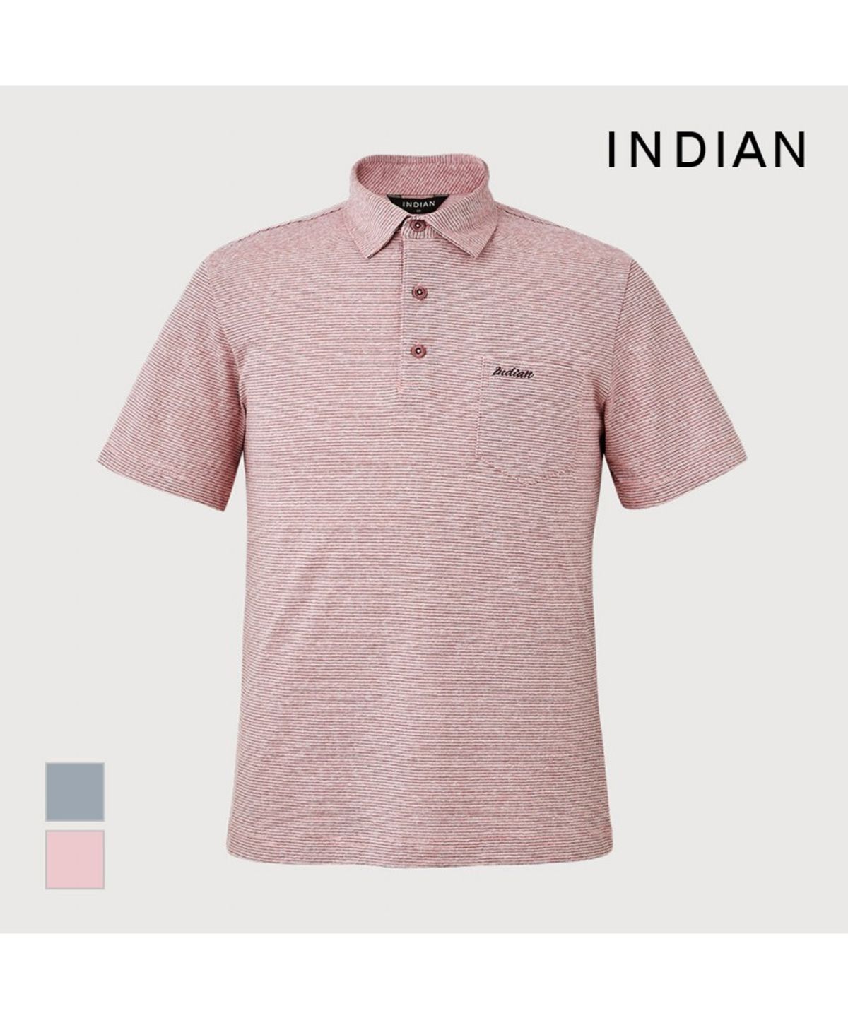 인디안(INDIAN) 린넨블랜드 스트라이프 반팔 티셔츠_MITAS5M2321