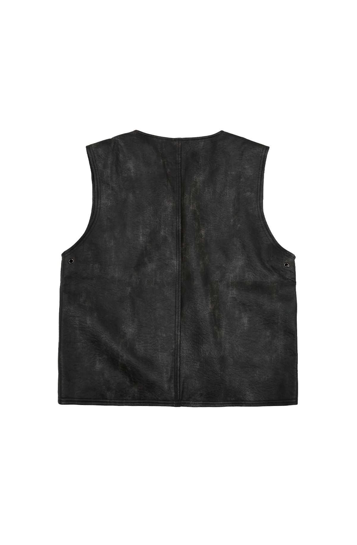 메아(MEA) FAUX LEATHER STUDDED VEST [BLACK]