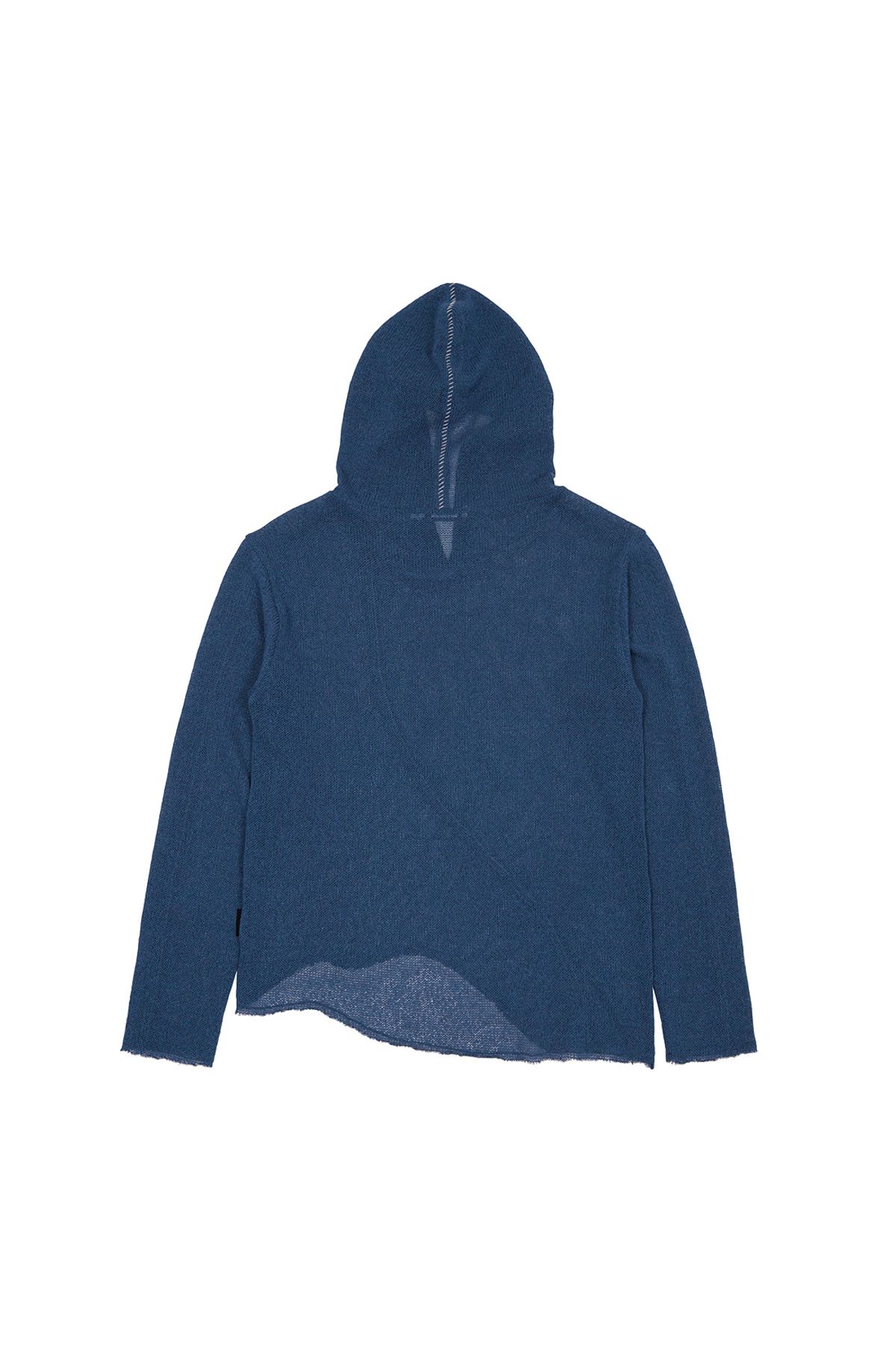 메아(MEA) UNBALANCED STITCH KNIT HOODIE [DUTCH BLUE]