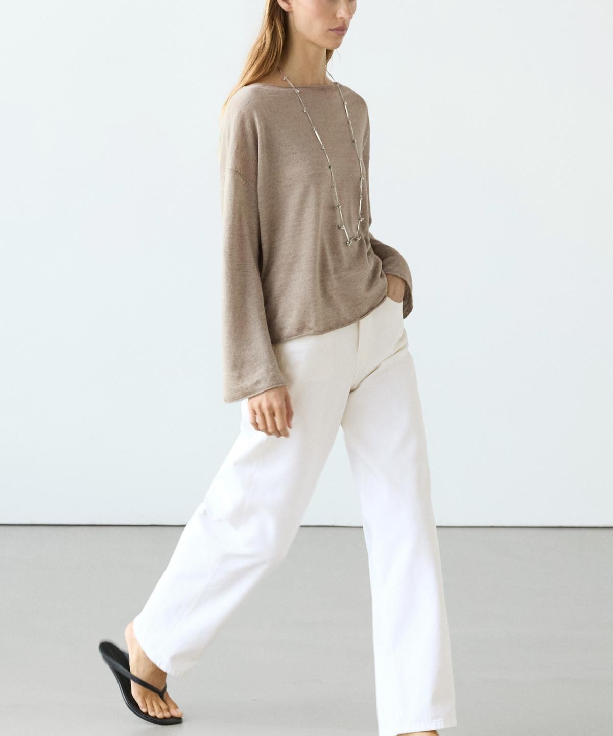 마시모두띠(MASSIMO DUTTI) 린넨 보트넥 니트 스웨터