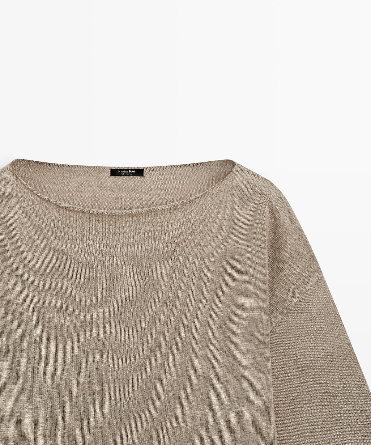 마시모두띠(MASSIMO DUTTI) 린넨 보트넥 니트 스웨터