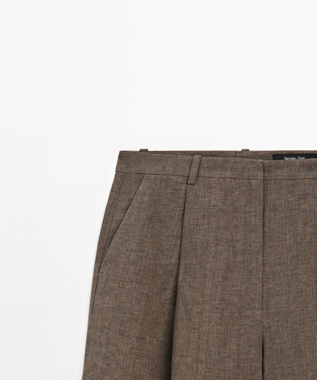 마시모두띠(MASSIMO DUTTI) 멜란지 린넨 핀턱 팬츠