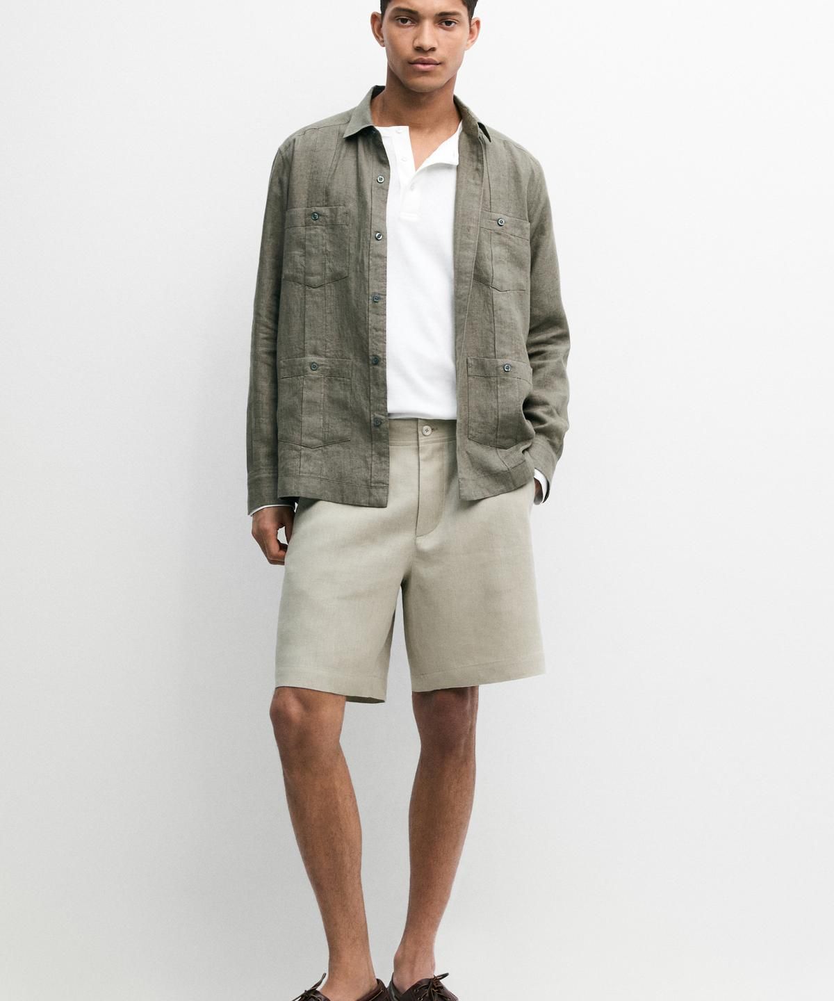 마시모두띠(MASSIMO DUTTI) 100% 린넨 버뮤다 쇼츠