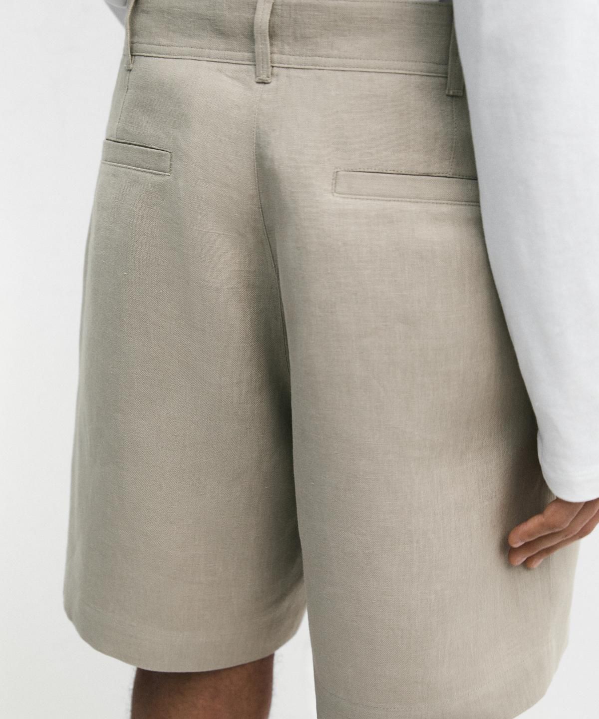 마시모두띠(MASSIMO DUTTI) 100% 린넨 버뮤다 쇼츠