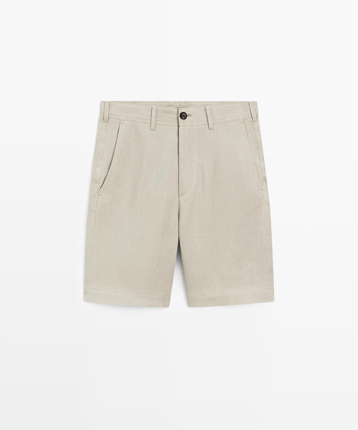 마시모두띠(MASSIMO DUTTI) 100% 린넨 버뮤다 쇼츠