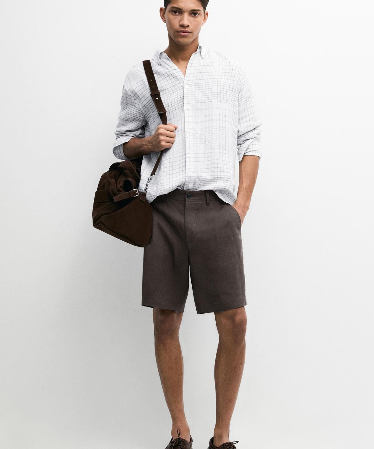 마시모두띠(MASSIMO DUTTI) 100% 린넨 버뮤다 쇼츠