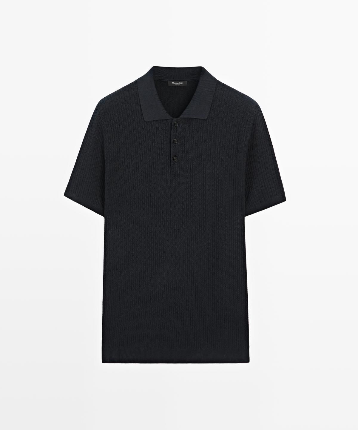 마시모두띠(MASSIMO DUTTI) 100% 코튼 텍스처 니트 저지 폴로
