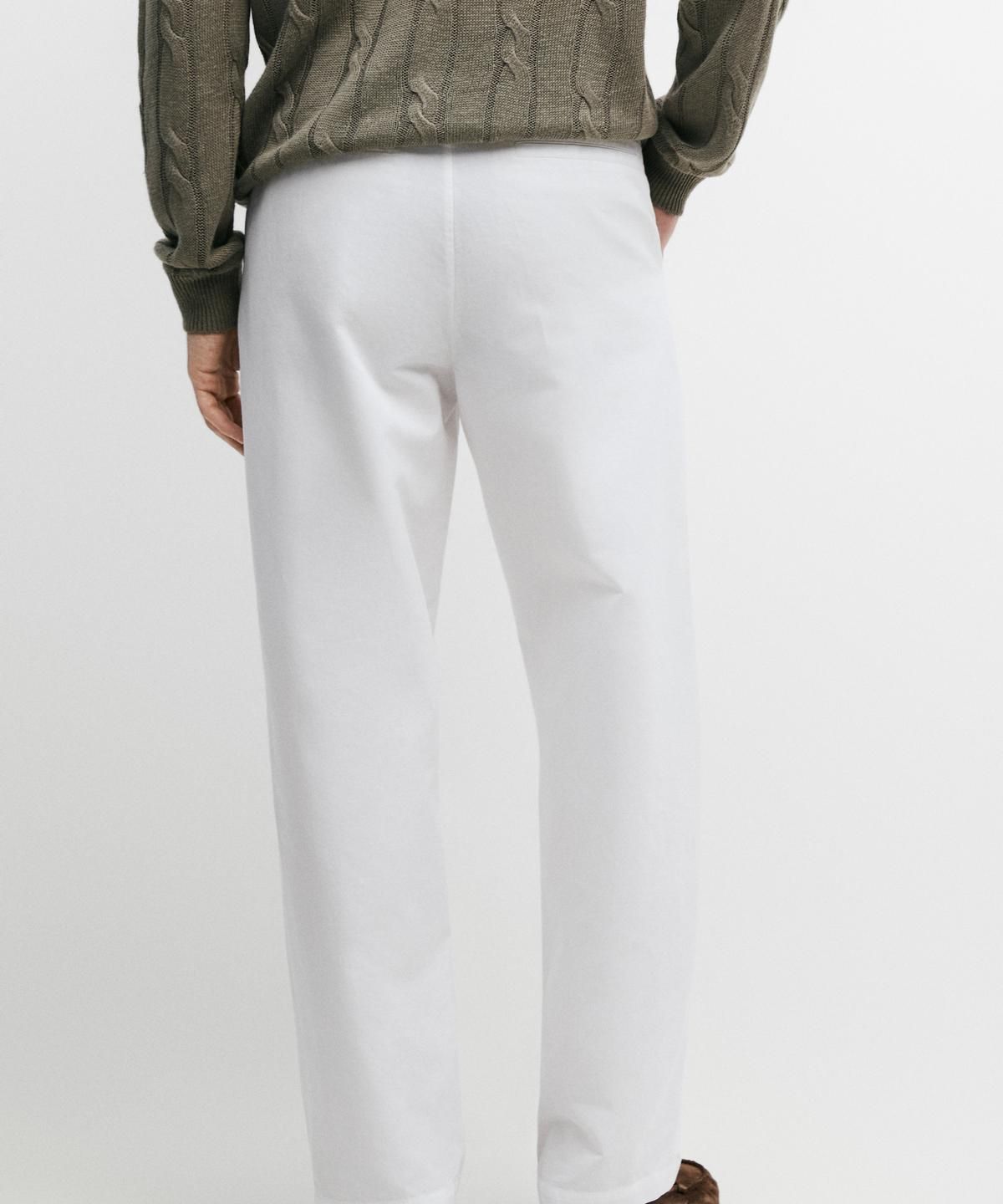 마시모두띠(MASSIMO DUTTI) 코튼 린넨 포플린 배럴핏 팬츠