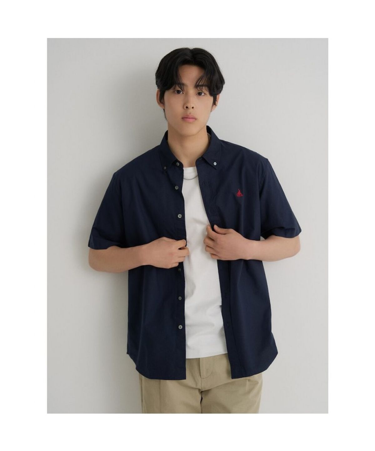 빈폴 멘(BEANPOLE MEN) 옥스포드 반소매 셔츠  네이비