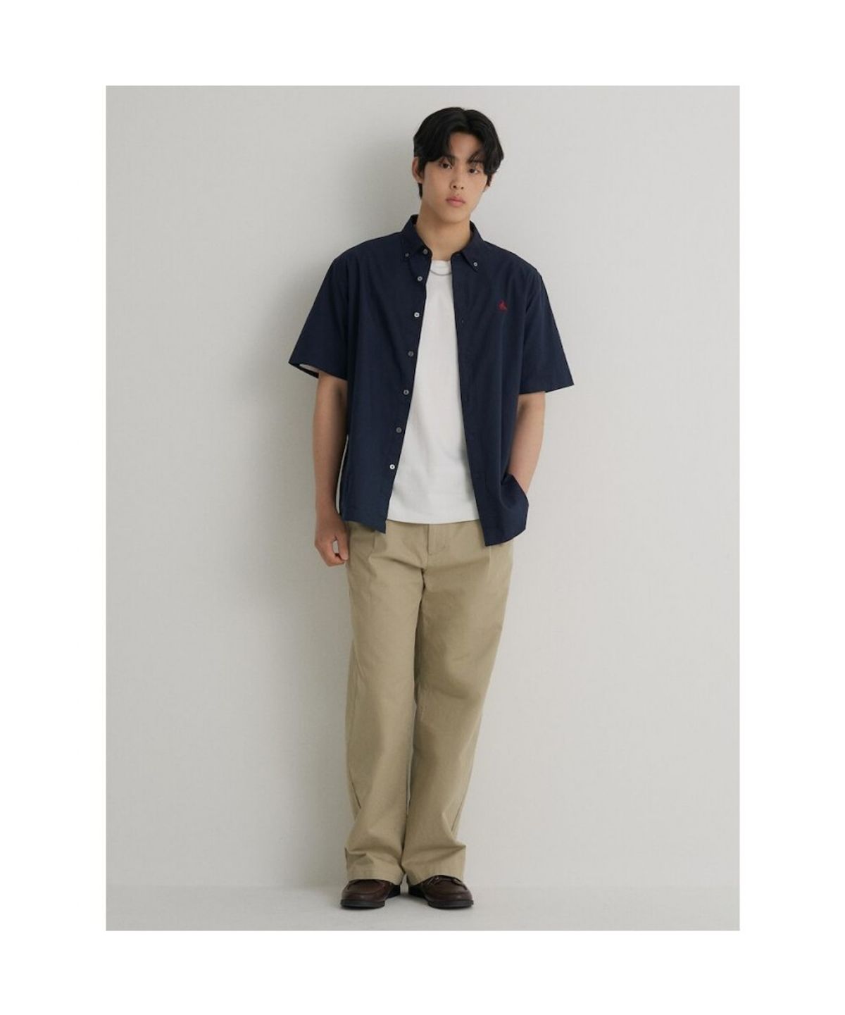 빈폴 멘(BEANPOLE MEN) 옥스포드 반소매 셔츠  네이비