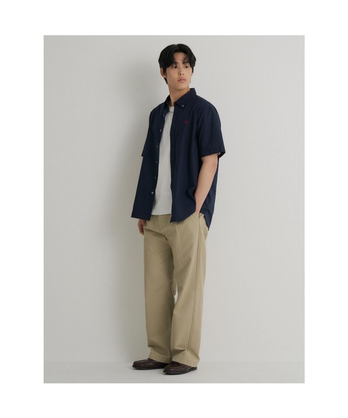 빈폴 멘(BEANPOLE MEN) 옥스포드 반소매 셔츠  네이비