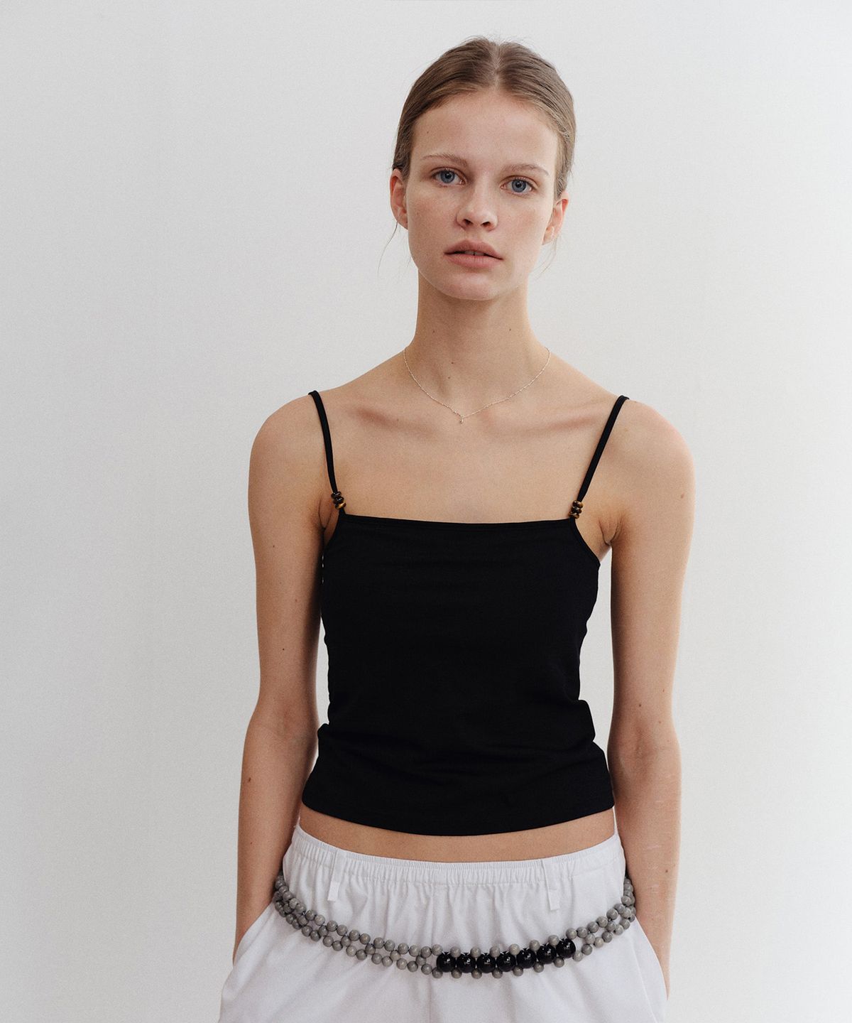 파로(FAHRO) NATURAL STONE SLEEVELESS TOP BLACK