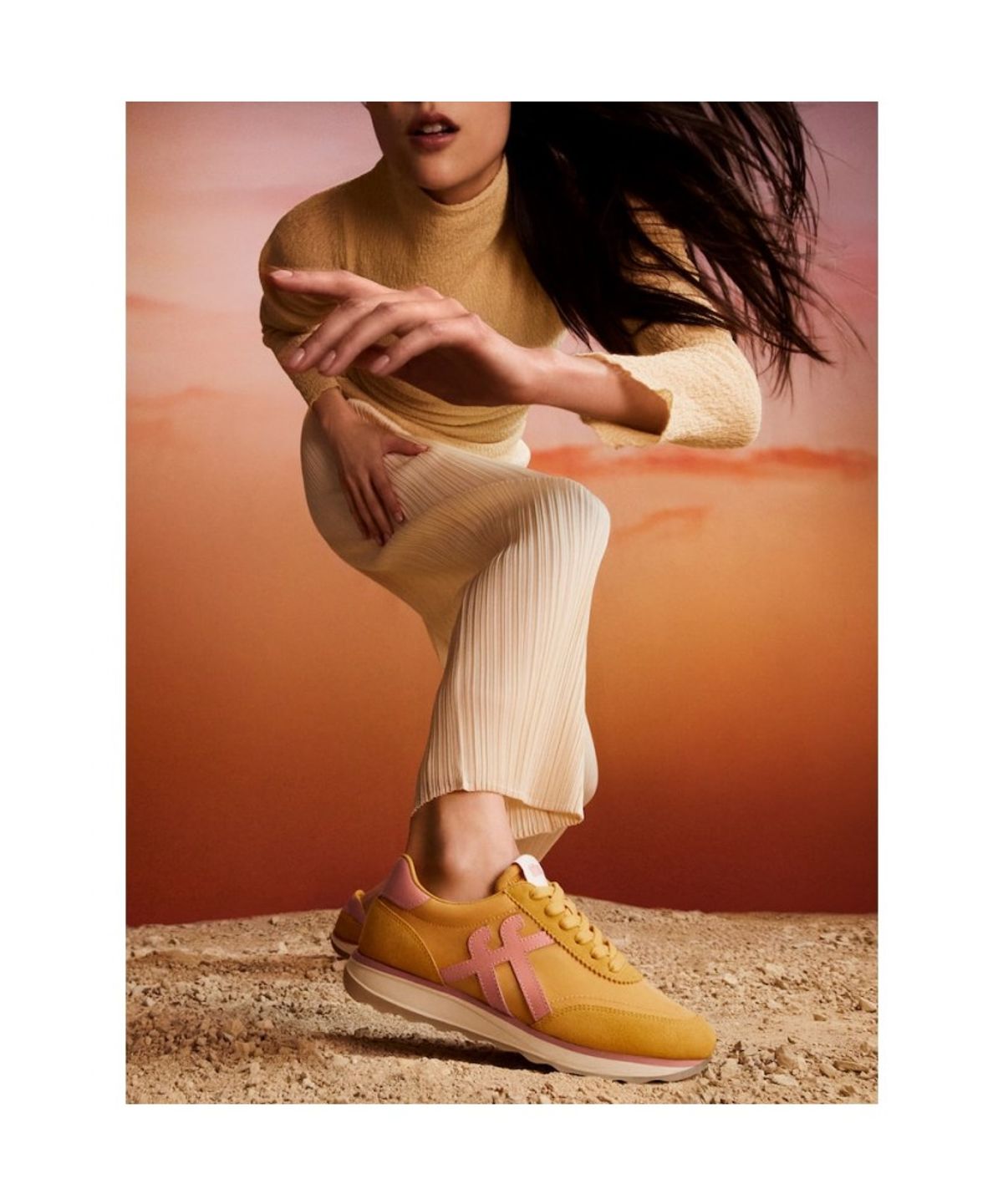 핏플랍(FITFLOP) 여성 레트로Q FF 패브릭/스웨이드 스니커즈  터메릭/데저트 블러쉬 (FT61K2N16E)