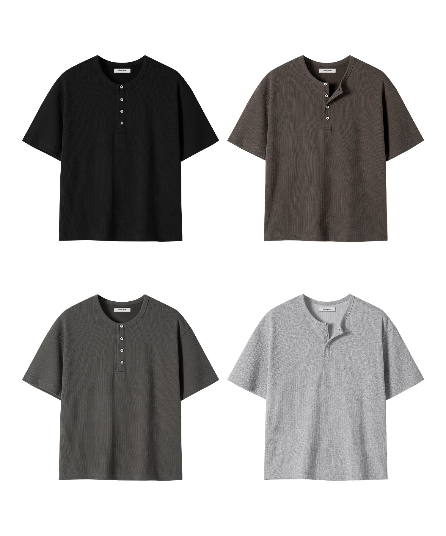 MUSINSA公式 | BRENSON リブクロップヘンリーネック半袖Tシャツ（4カラー）