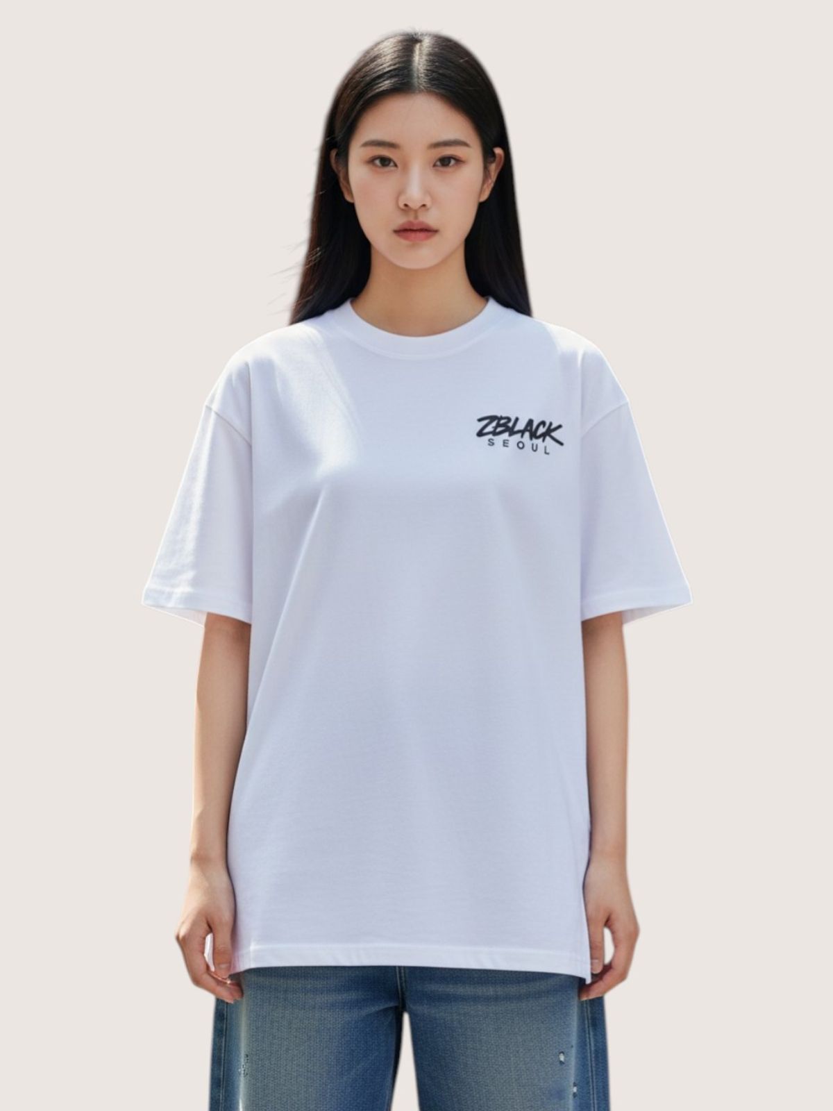 지블랙(ZBLACK) 서울 시그니쳐 반팔  티셔츠(WHITE)