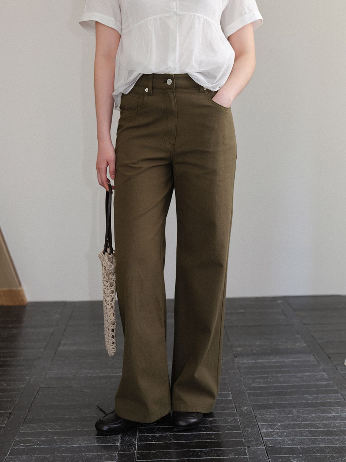 헌치(HUNCH) Washed Cotton Semi-Wide Pants (2color)