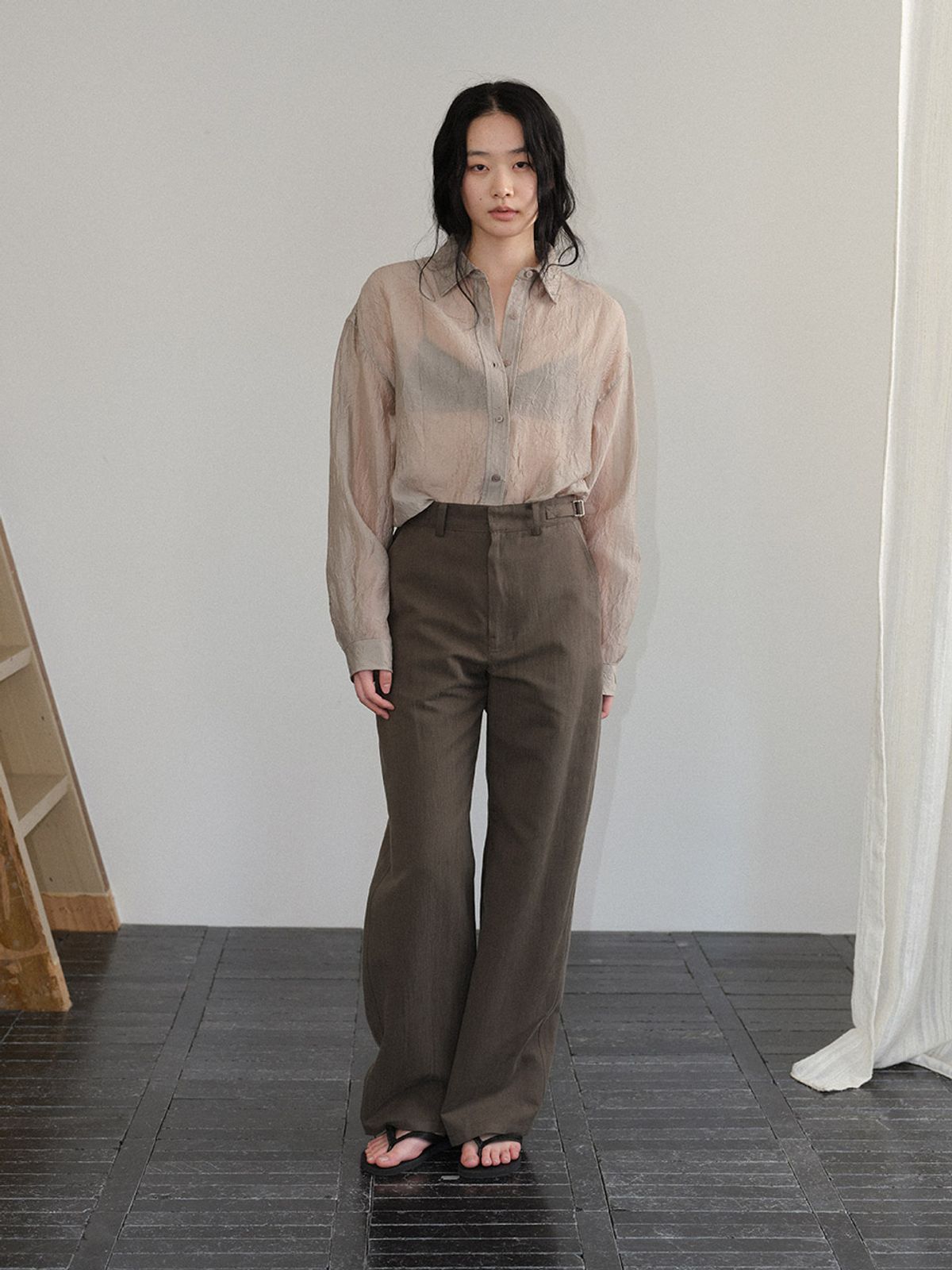 헌치(HUNCH) Waist Tab Semi-Barrel Pants (2color)
