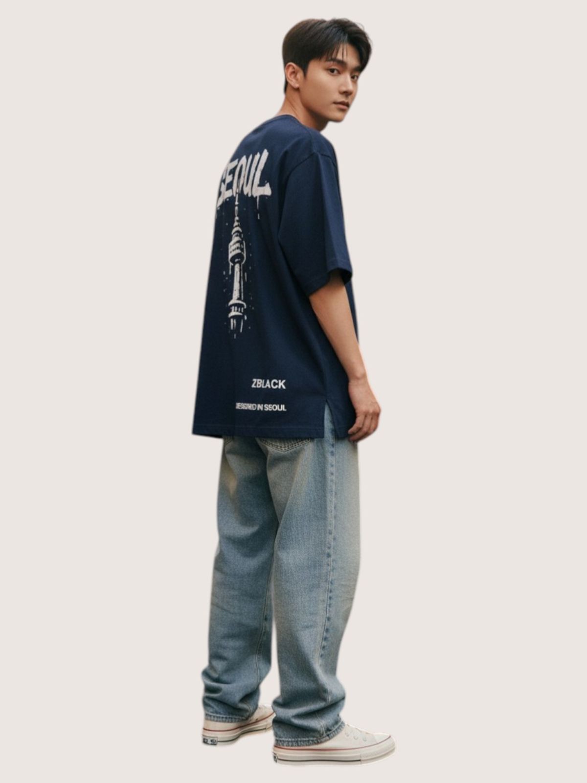 지블랙(ZBLACK) 서울 시그니쳐 반팔  티셔츠(NAVY)