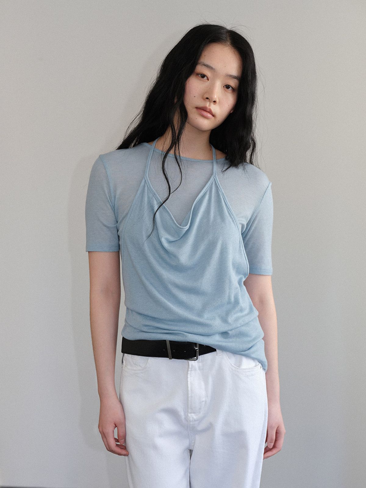 헌치(HUNCH) Drape Layered Top Set (3color)