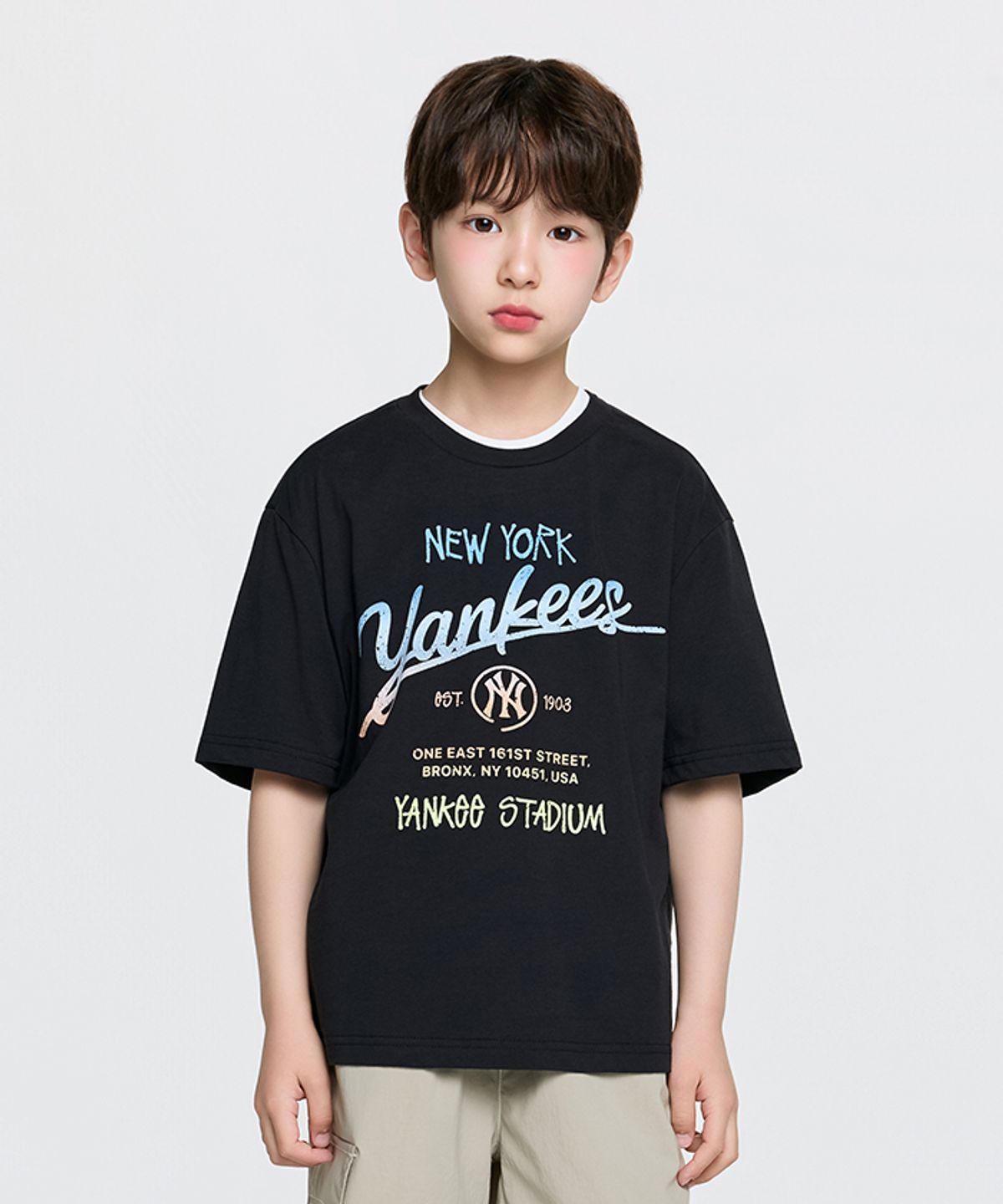 엠엘비 키즈(MLB KIDS) 스트릿 그라데이션 레터링 티셔츠 NY (Black)