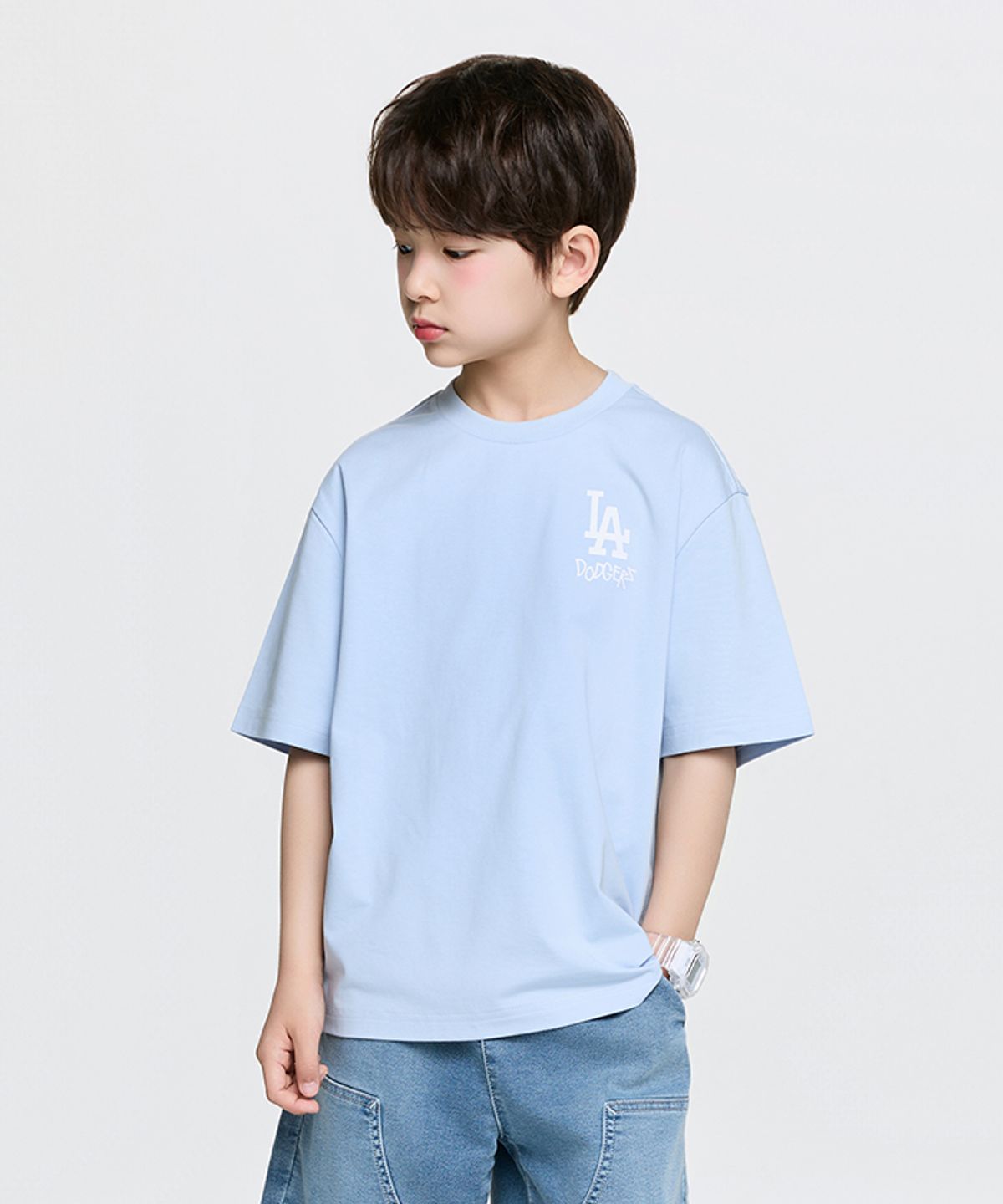 엠엘비 키즈(MLB KIDS) 스트릿 베어 아트웍 티셔츠 LA (Mg. Sky Blue)