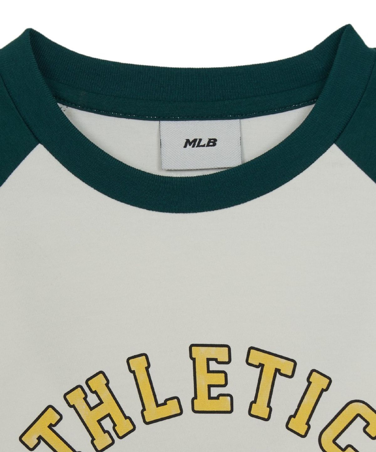 엠엘비 키즈(MLB KIDS) 스포티브 마스코트 배색 래글런 티셔츠 OAK (Green)