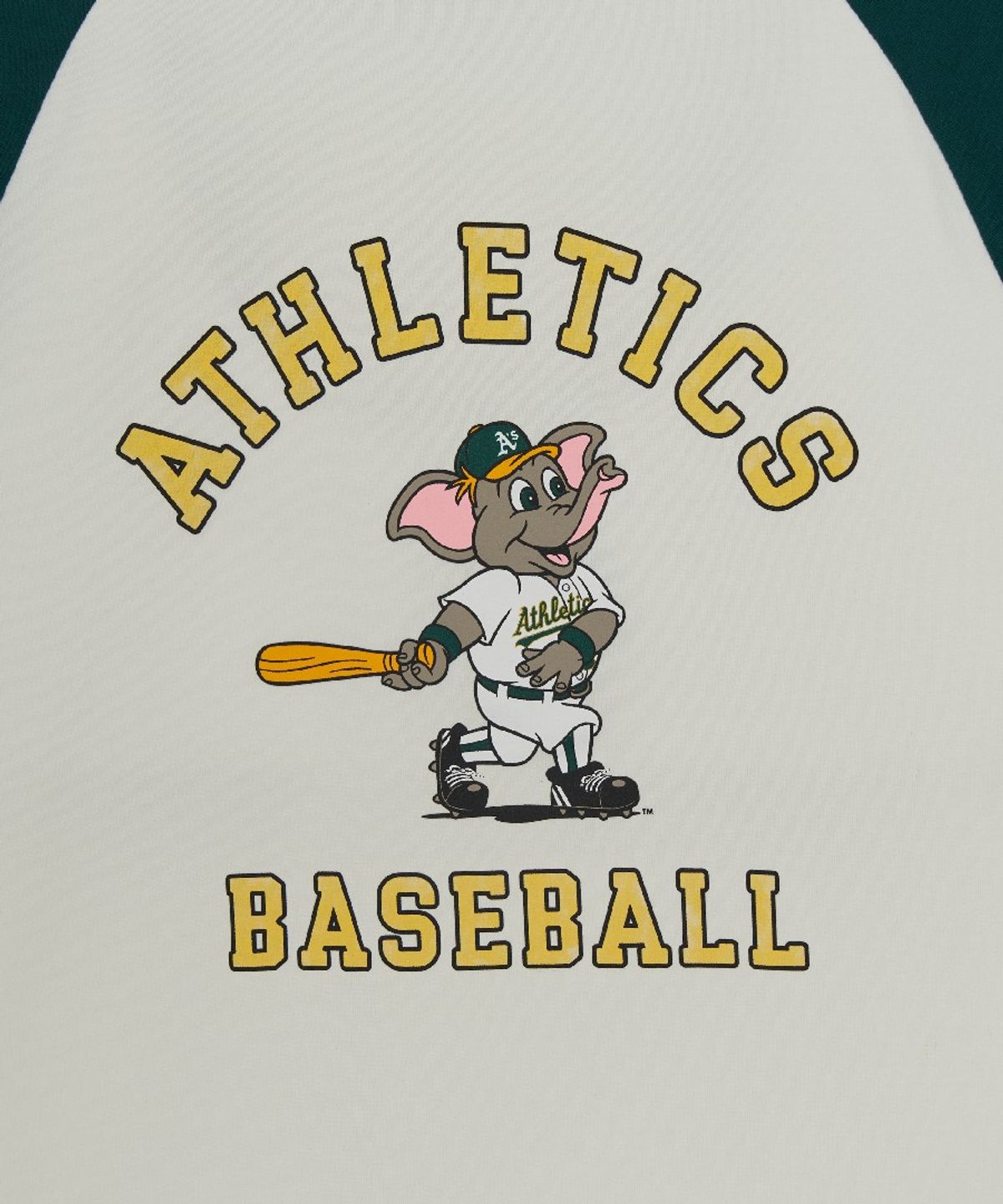 엠엘비 키즈(MLB KIDS) 스포티브 마스코트 배색 래글런 티셔츠 OAK (Green)