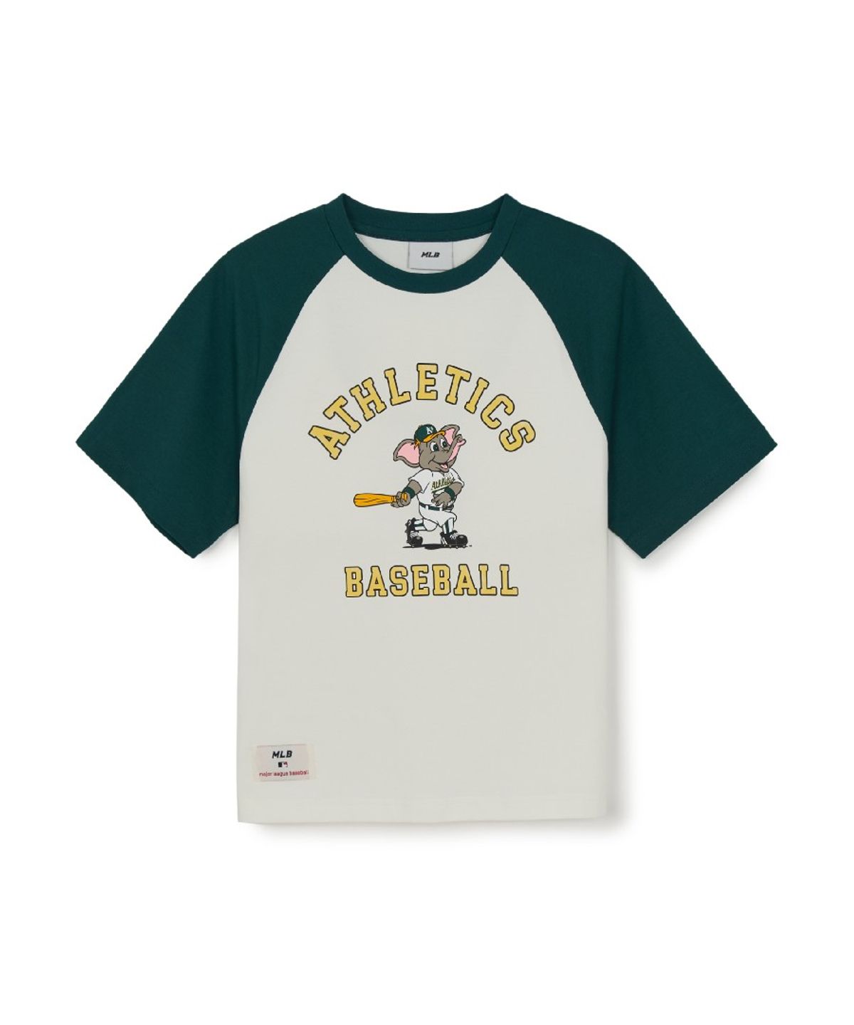 엠엘비 키즈(MLB KIDS) 스포티브 마스코트 배색 래글런 티셔츠 OAK (Green)