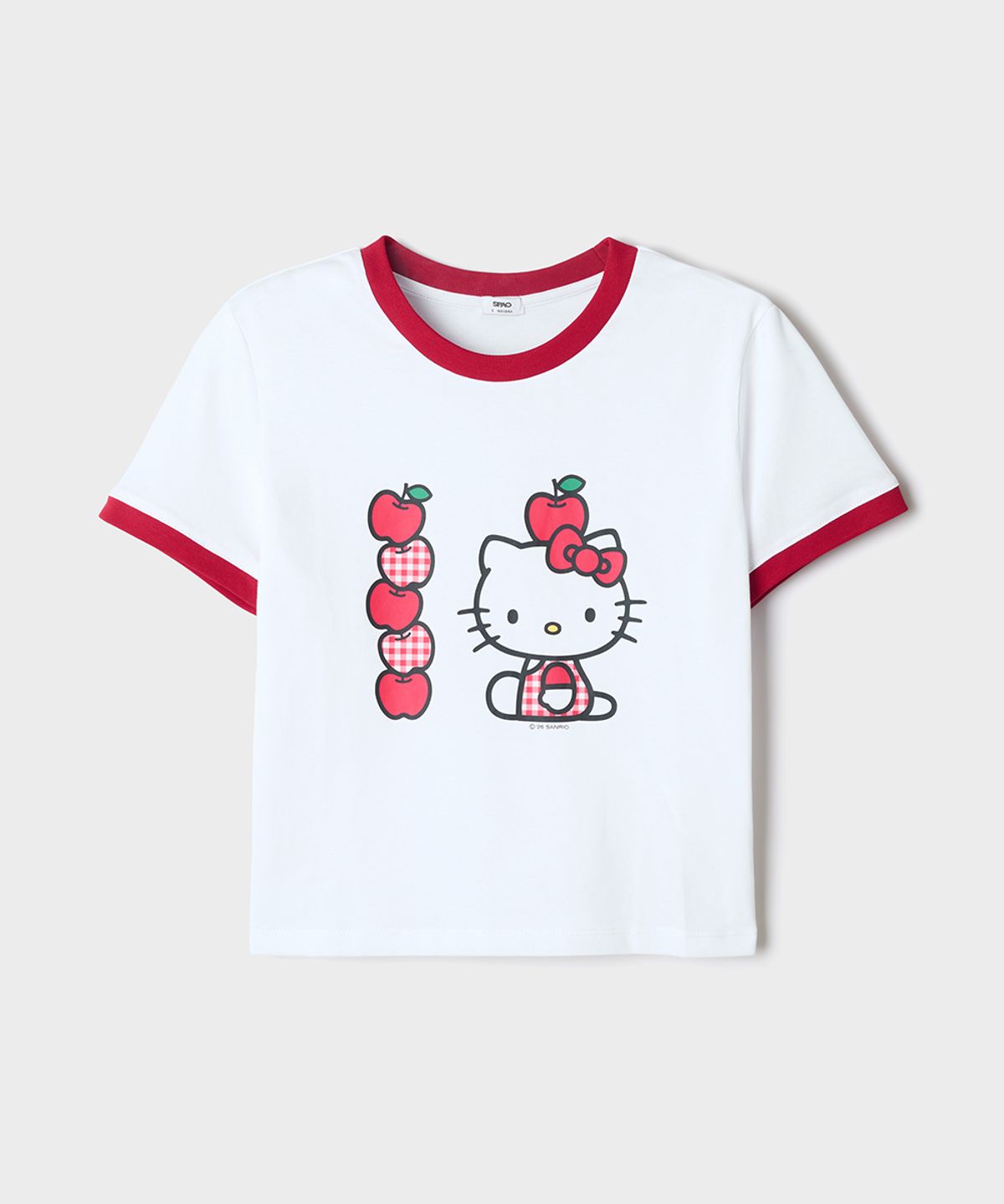 스파오(SPAO) [산리오캐릭터즈] 링거 크롭 반팔 티셔츠(RED)_SPRLG37U02