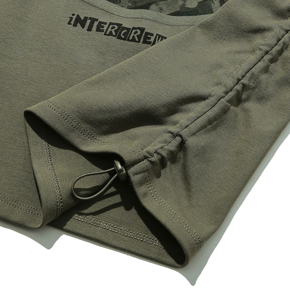 인터크루(INTERCREW) 우먼스 스트링 세미 크롭 반팔 카키 ITA2TR58AKH