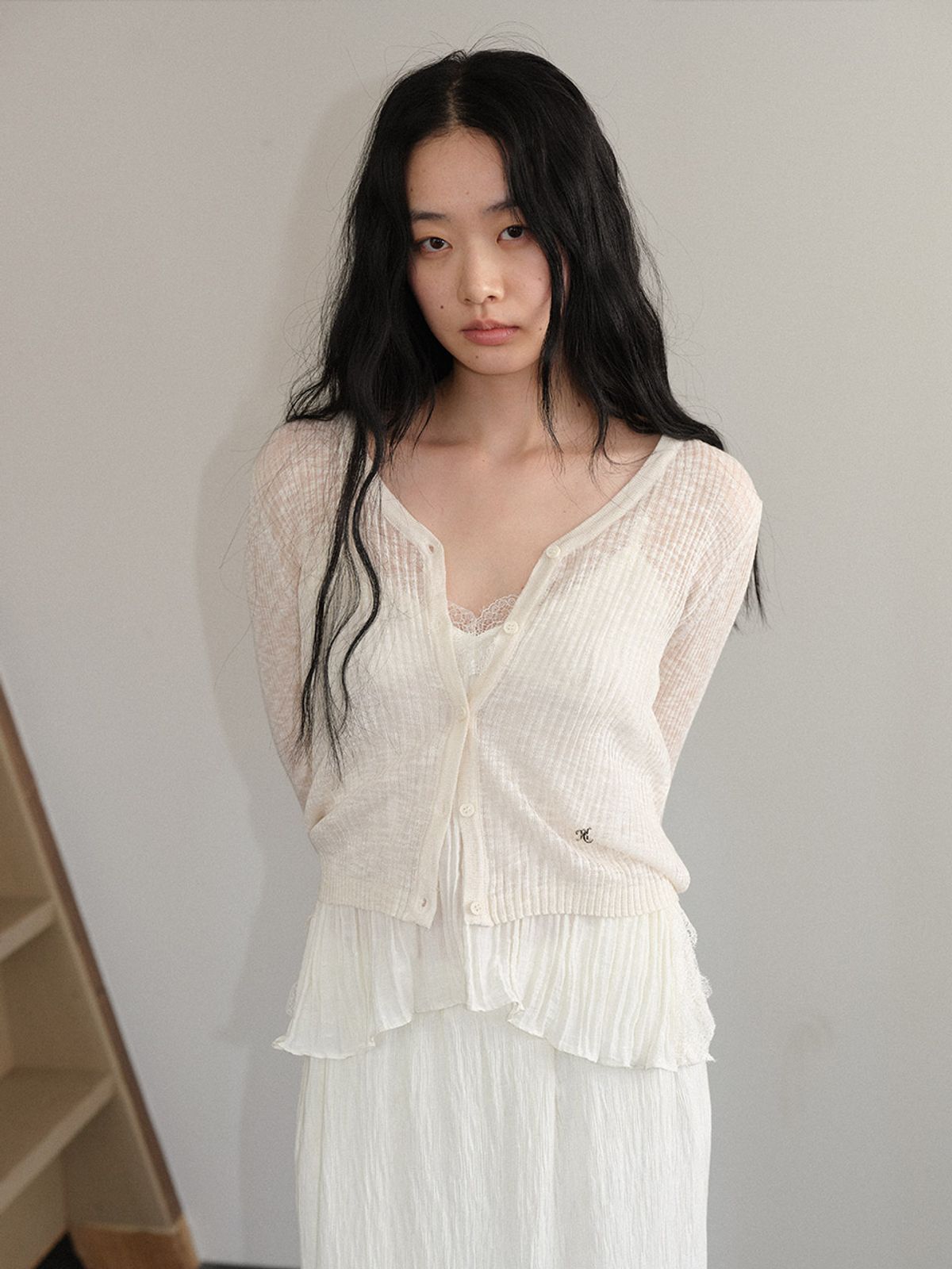 헌치(HUNCH) Linen Soft See-Through Knit Cardigan (3color)