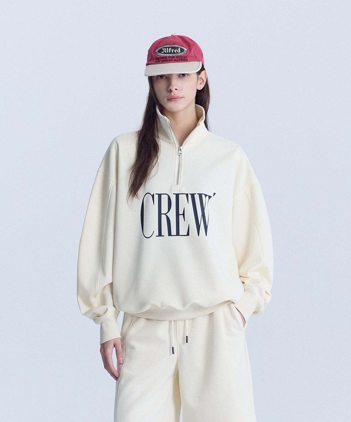 크루멤버스온리(CREW MEMBERS ONLY) AERO HALFZIP PULLOVER CREAM