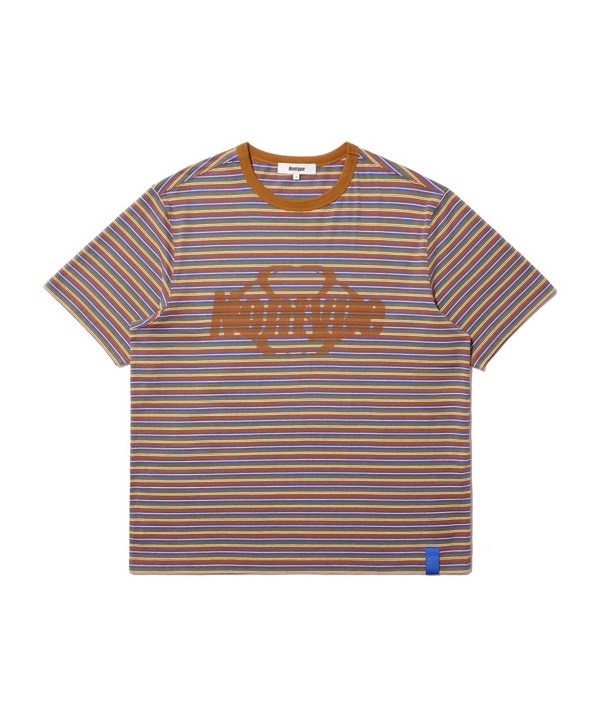 논타입(NONTYPE) STRIPED LOGO GRAPHIC T-SHIRT (BROWN)