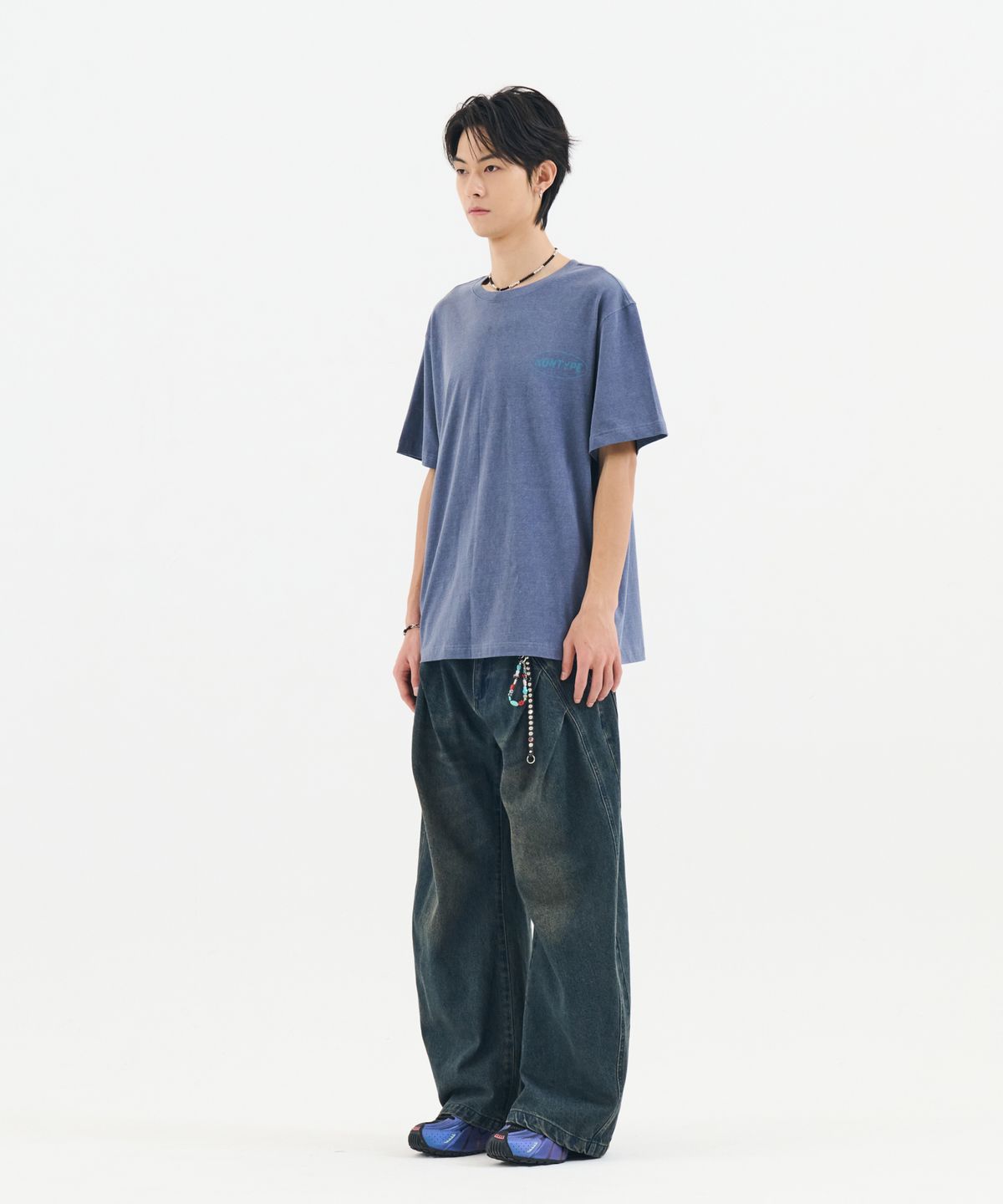 논타입(NONTYPE) FADED BACK PRINT SYMBOL T-SHIRT (LIGHT NAVY)