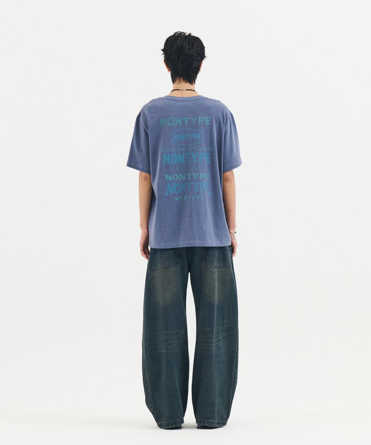 논타입(NONTYPE) FADED BACK PRINT SYMBOL T-SHIRT (LIGHT NAVY)